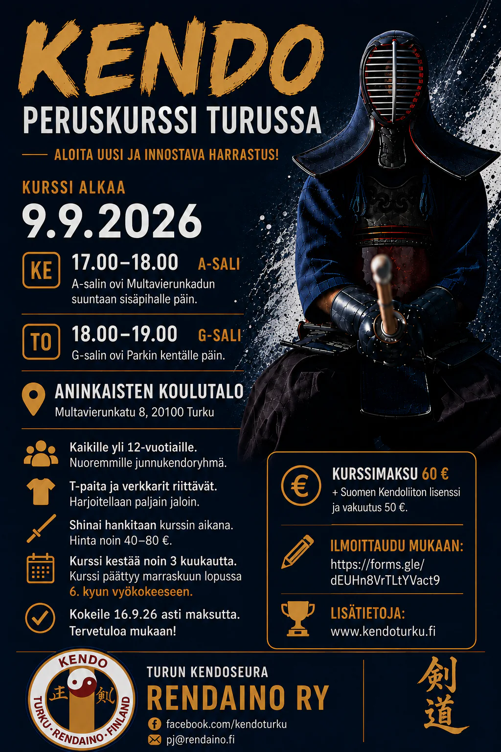 Kendon peruskurssi Turussa syksyllä 2026