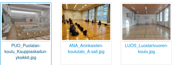 Halls Aninkainen Hall A, Puolala school Kähäri unit hall, Luostarivuoren school hall